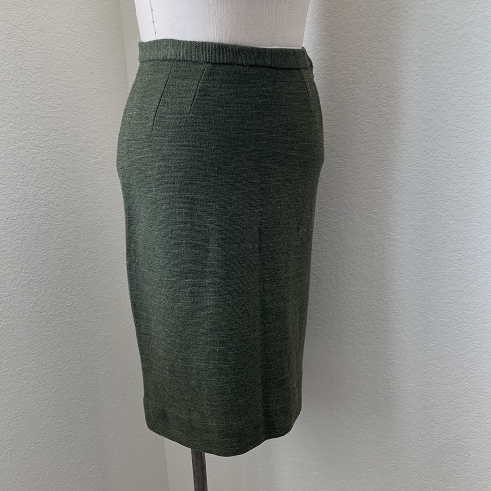 Vintage ILGWU Olive Green Pencil Skirt minimalist military uniform high waist